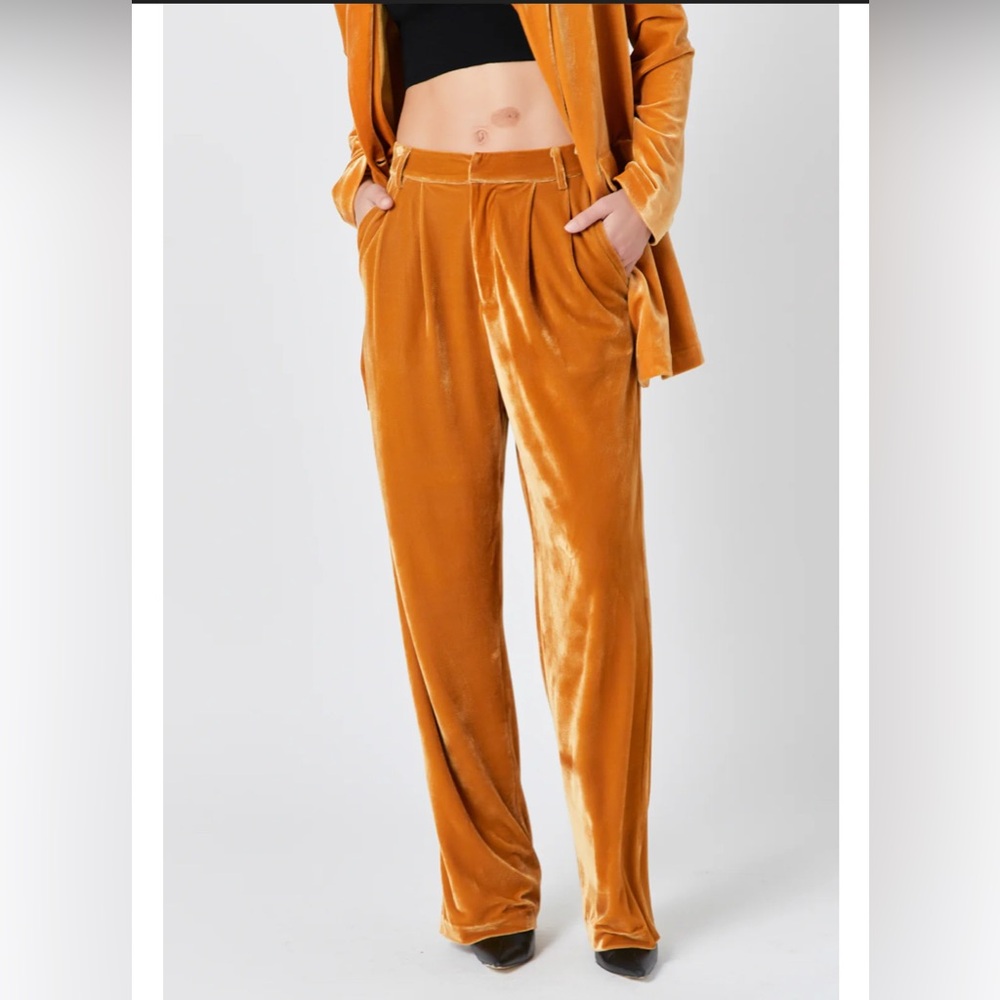 NWT $90 ENDLESS ROSE XS VELVET PANTS MARIGOLD FALL AUTUMN NEW WITH TAGS